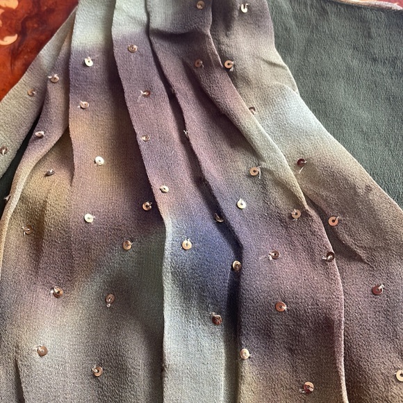 HAUTE HIPPIE SzM crossover faux wrap dress sequins silk grunge boho - Picture 3 of 5